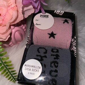 Victoria's Secret PINK Marshmallow Crew Socks - Pink and Gray Gift Set